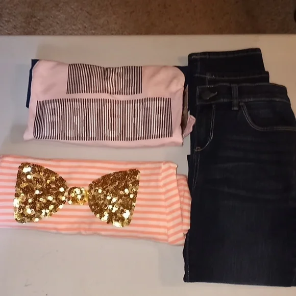 Girl's XL 2 detailed long sleeved Shirts & Old Navy Jeans Bundle - Picture 1 of 7